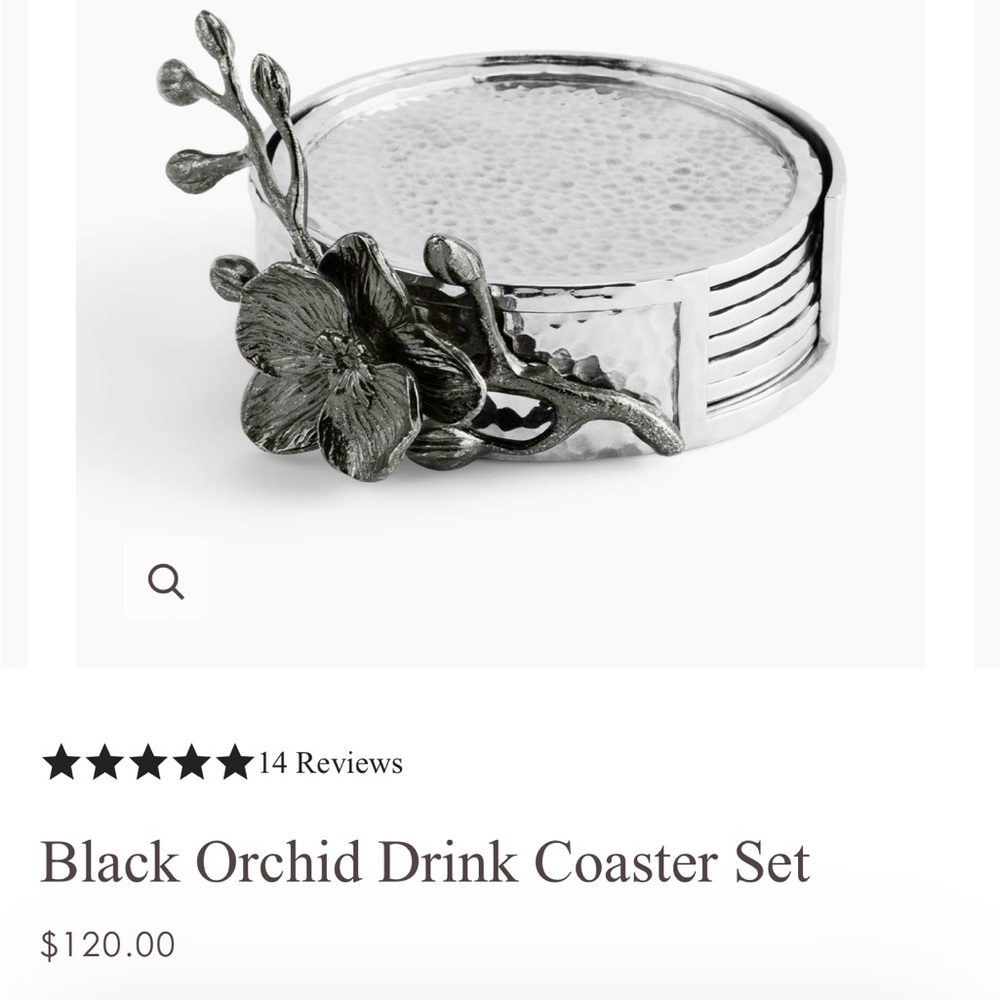 Michael Aram Black Orchid Drink Coaster Set.